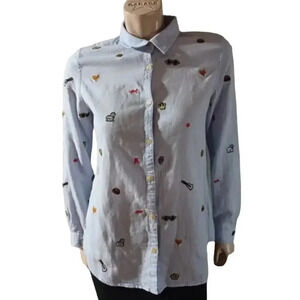 Scotch & Soda Women’s Clubhouse Royal Patch Oxford Button Down Shirt Size L